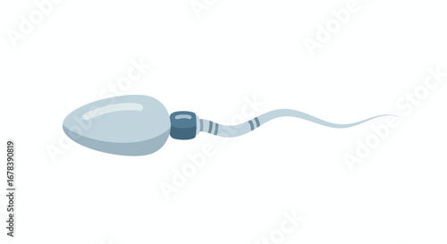 Stylized Spermatozoon Isolated on White Background, representing microscopic world, healthcare, biology, and reproductive journey visualization