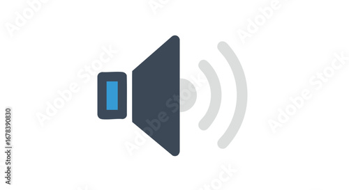 Stylized audio symbol depicting volume and sound waves emphasizing notification alerts minimal interface applications 100 characters