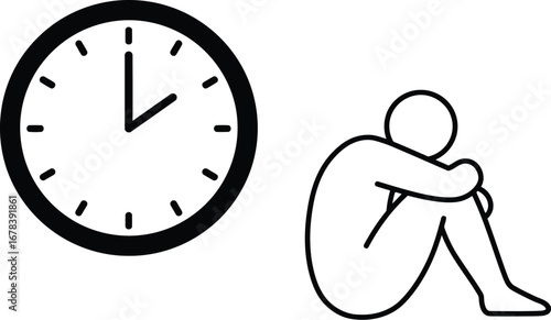 Time passing waiting man loneliness clock
