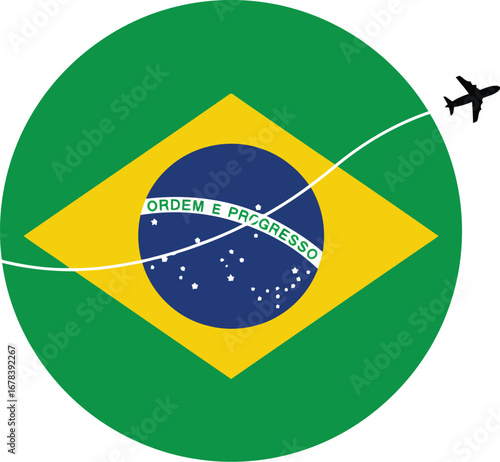 Brazil flag globe travel airplane