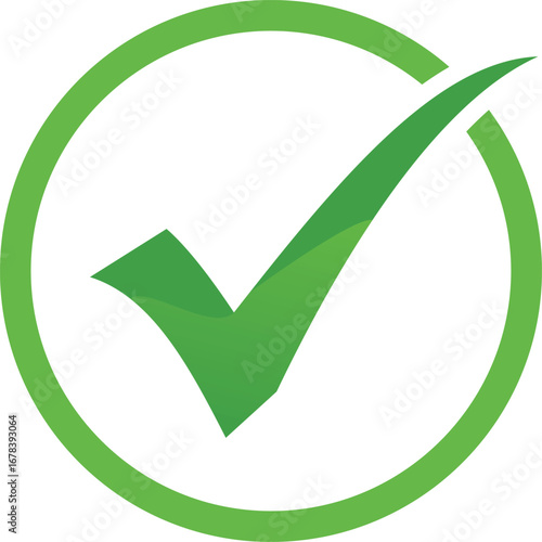 The green checkmark approval symbol confirms success and correctness in a digital interface or document vector