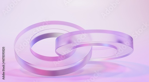 Abstract Iridescent Glass Ring Shapes 3d Background
