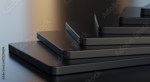 Black Stacked Geometric Abstract 3D Background