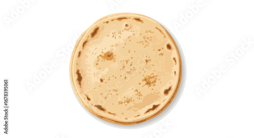 Delicate watercolor illustration of a tortilla on a blank canvas revealing a subtle texture and light golden hue suitable for culinary design and