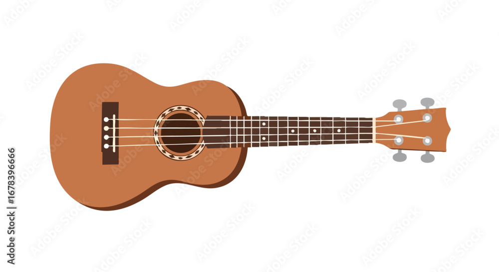 Obraz premium Delicate Ukulele Illustration Showcasing Simplicity and Musical Harmony through Earthy Brown Tones Captivating Isolated Image
