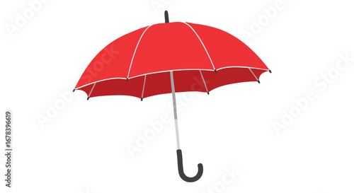 Vibrant Red Umbrella Illustration on White Backdrop Symbolizing Protection and Weather, Perfect for Graphic Design Projects or Weather-Related Content
