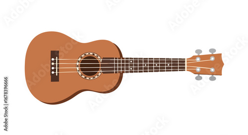 Delicate Ukulele Illustration Showcasing Simplicity and Musical Harmony through Earthy Brown Tones Captivating Isolated Image