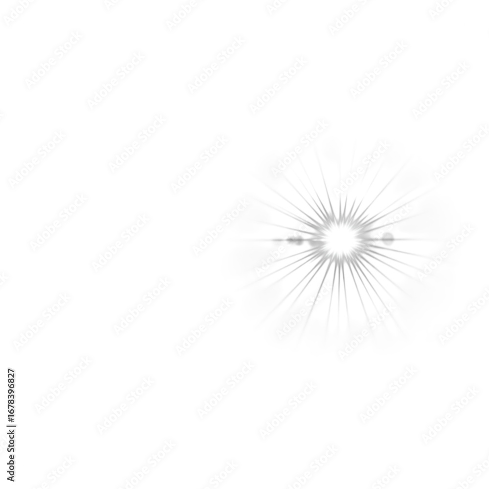 Fototapeta premium Bright white starburst light flare isolated on transparent background