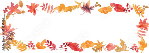 水彩。水彩画タッチで描いた秋の木の葉ベクターイラスト。秋の落ち葉と木の実セット。Watercolor. Vector illustration of autumn leaves painted with a watercolor-like touch. Set of autumn fallen leaves and berries.