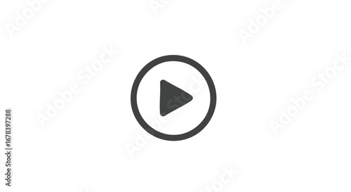 Sleek minimalistic media button presenting play symbol for digital content streaming and video playback applications or modern design interfaces