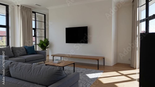 Wallpaper Mural Modern living room design with minimalist decor and natural light in a stylish urban apartment Torontodigital.ca