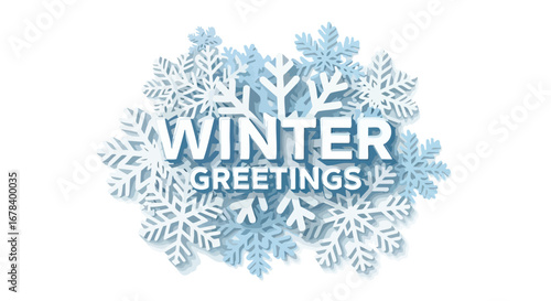 Delicate snowflakes creating a cheerful winter message, conveying a sense of seasonal warmth and celebratory cheer for the holidays season
