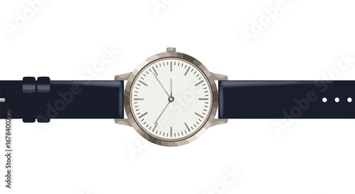 Elegant wristwatch with silver case and deep blue leather strap, symbolizing timeless precision