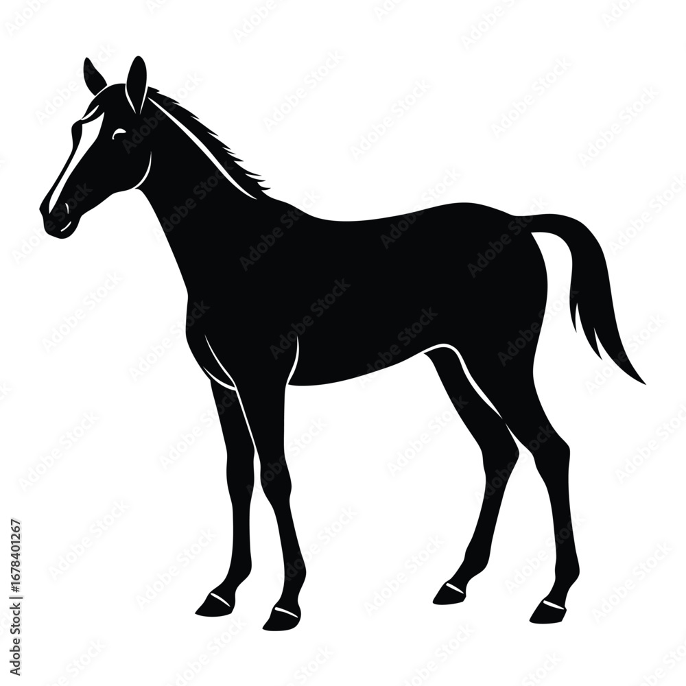 Obraz premium Elegant Silhouette of a Horse Standing Still Symbolizing Grace Power and Beauty An Emblem of Equestrian Excellence and Animal Majesty