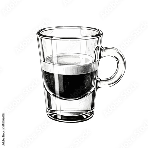 Monochrome artistry of a cocktail glass presenting a layered drink visual