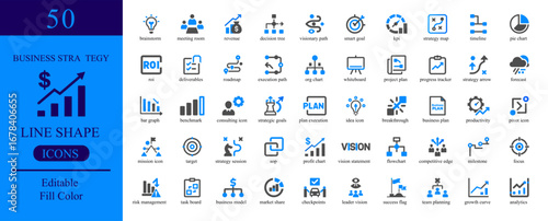 Vector art of business strategy line shape icons vector design for your project and company needs, easy to use and customize