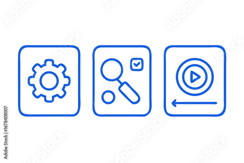 Vector art of minimalist blue icons for web and app design