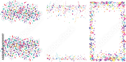 Colorful Confetti Celebration Background with Abstract Shapes and Festive Frame Design