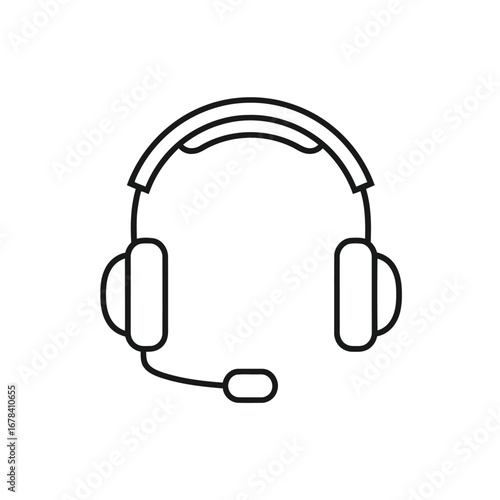 Vector illustration of headphones with microphone, symbol of communication