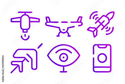 Vector art of set of drone and surveillance icons