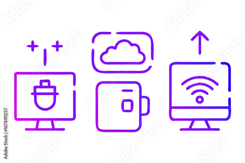 Vector art of set of three computer icons