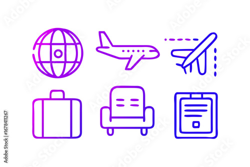 Vector art of set of travel line icons