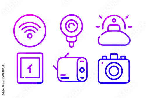 Vector art of smart home and wireless technology icons