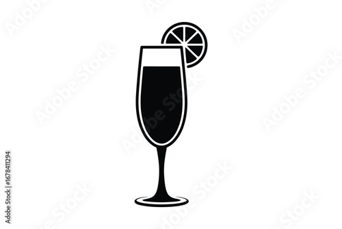 Elegant silhouette of a tall glass filled with dark liquid and a citrus garnish