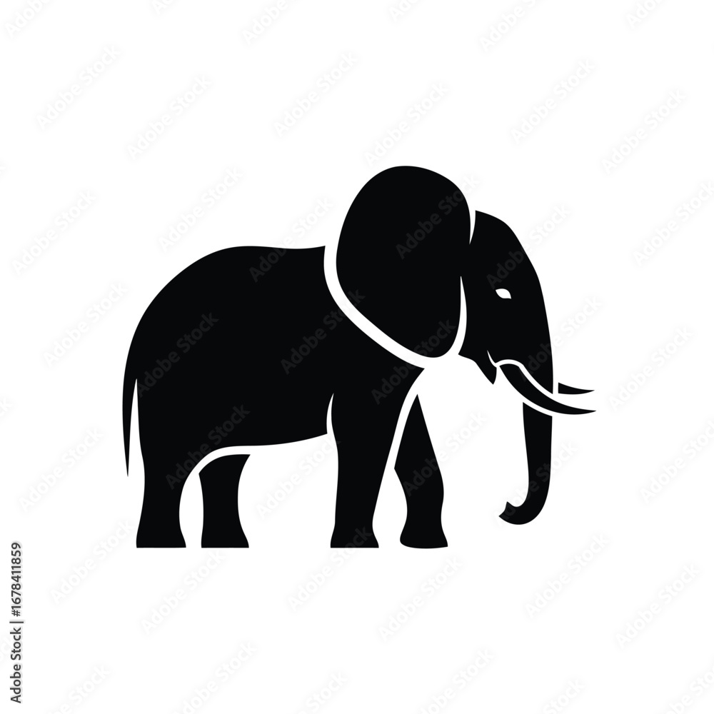 Fototapeta premium Vector illustration of silhouette of an elephant in black and white