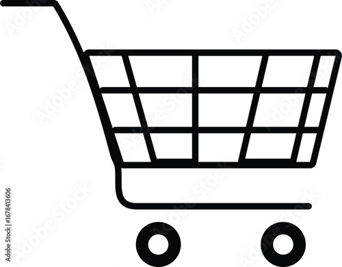 shopping cart icon in liner style, basket trolley icon, vector illustration