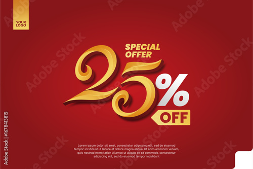 25 Percent Off Sale Promotion Label with Red Chat Bubble