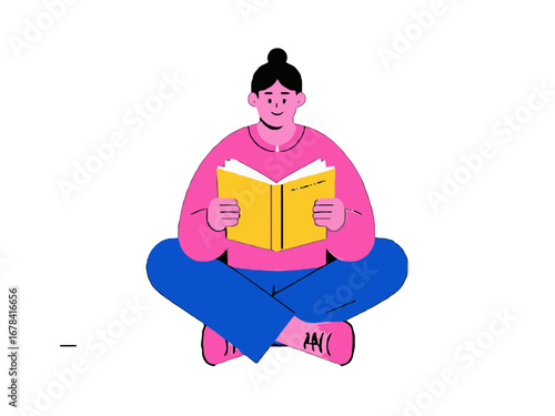Illustration of a woman reading a book