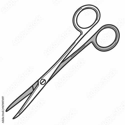 A simple illustration of a surgical scissor with a clean modern design on a white background