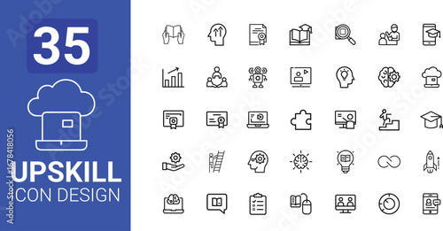 Modern upskill icon design pack featuring unique symbols for learning and growth vector