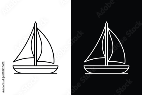 Minimalist Sailboat Icon. Simple Line Art Vector Illustration for Graphic Design