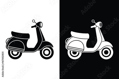 Scooter Vector Simple Silhouette Icon in Minimalist Style