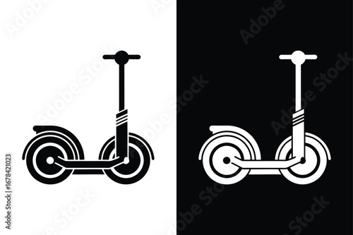 Black and White Segway Silhouette. Minimal Scooter Icon Vector Illustration
