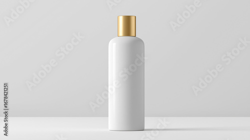 Wallpaper Mural Sleek Cosmetic Bottle Mockup with Golden Cap on White Background, Soft Studio Lighting, Emphasizing Skincare Packaging Design Concept Torontodigital.ca