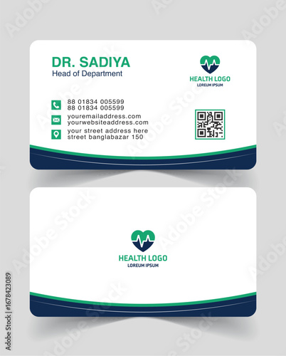 Modern Medical Doctor Visiting Card Template | Health Care Business Card Vector