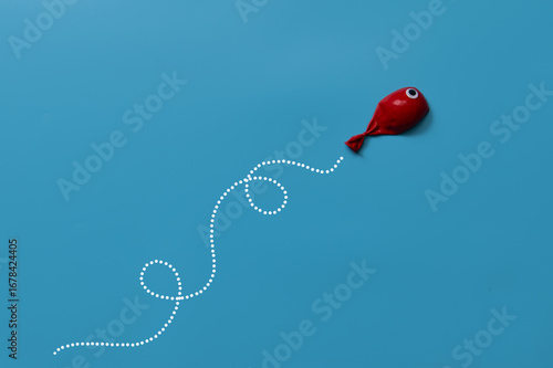 Different business concept.new ideas. Fish balloon art style.Leadership concept