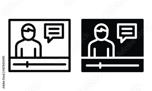 Video tutorial icon with outline and glyph style.