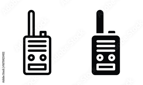 Walkie talkie icon with outline and glyph style.
