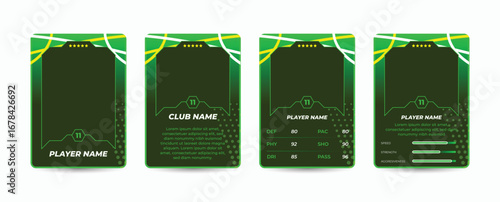 Set of player trading card templates, Photo frame, and border collection for soccer, hockey, volleyball, and basketball players, sports flyer layout design, Template eps 10.