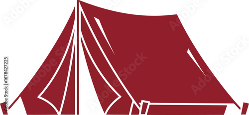 Maroon vintage tent illustration camping shelter outdoor adventure equipment simple graphic vector