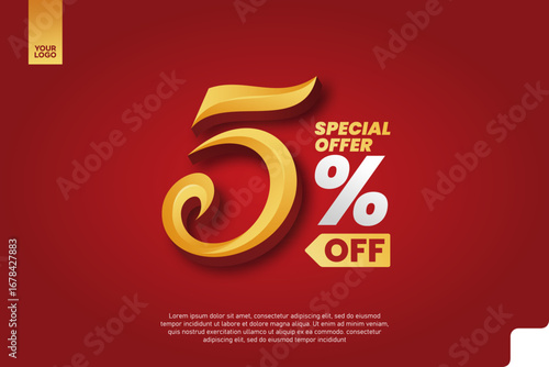 5 Percent Off Sale Promotion Label with Red Chat Bubble