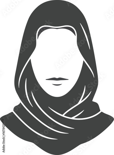 Stylized silhouette of a woman wearing a hijab religious headscarf isolated simple vector graphic vector