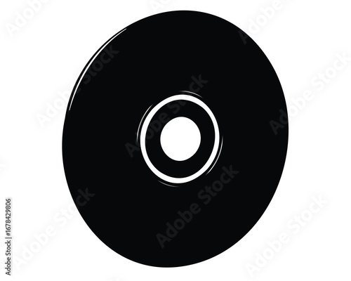 Black and white abstract circle disk design on white background minimalism