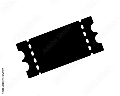 A monochrome vector graphic of a perforated edge ticket, isolated on white