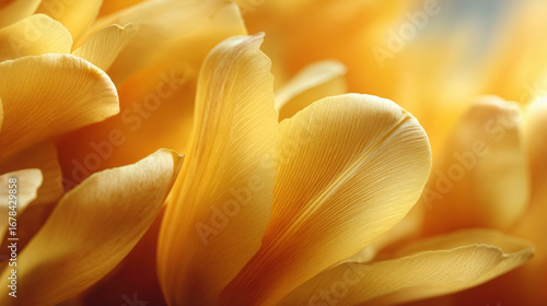 Yellow flower petal texture creates warm abstract background. Soft macro detail with gentle serene feeling of natural beauty