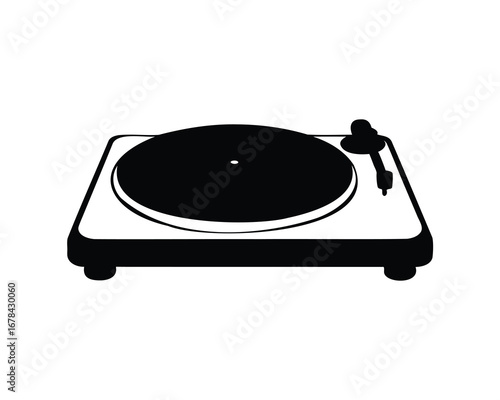 Stylized silhouette of a turntable for playing records in a sleek design